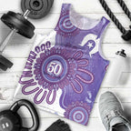 NAIDOC Week 2026 Men Tank Top 50 Years Deadly Dhari Purple Aboriginal Art