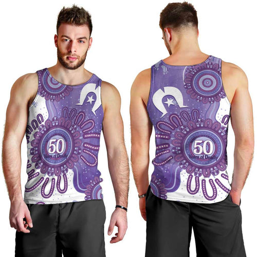 NAIDOC Week 2026 Men Tank Top 50 Years Deadly Dhari Purple Aboriginal Art