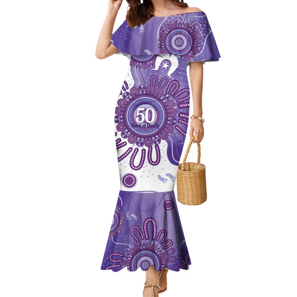 NAIDOC Week 2026 Mermaid Dress 50 Years Deadly Dhari Purple Aboriginal Art