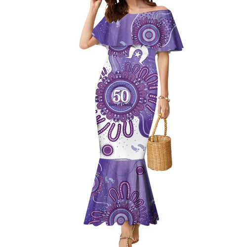 NAIDOC Week 2026 Mermaid Dress 50 Years Deadly Dhari Purple Aboriginal Art