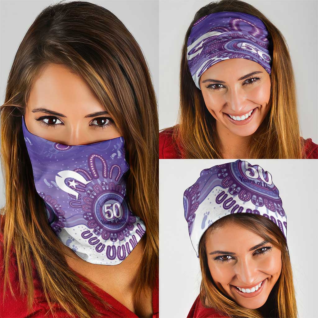 NAIDOC Week 2026 Neck Gaiter 50 Years Deadly Dhari Purple Aboriginal Art