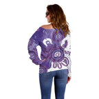 NAIDOC Week 2026 Off Shoulder Sweater 50 Years Deadly Dhari Purple Aboriginal Art