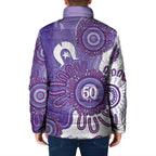NAIDOC Week 2026 Padded Jacket 50 Years Deadly Dhari Purple Aboriginal Art