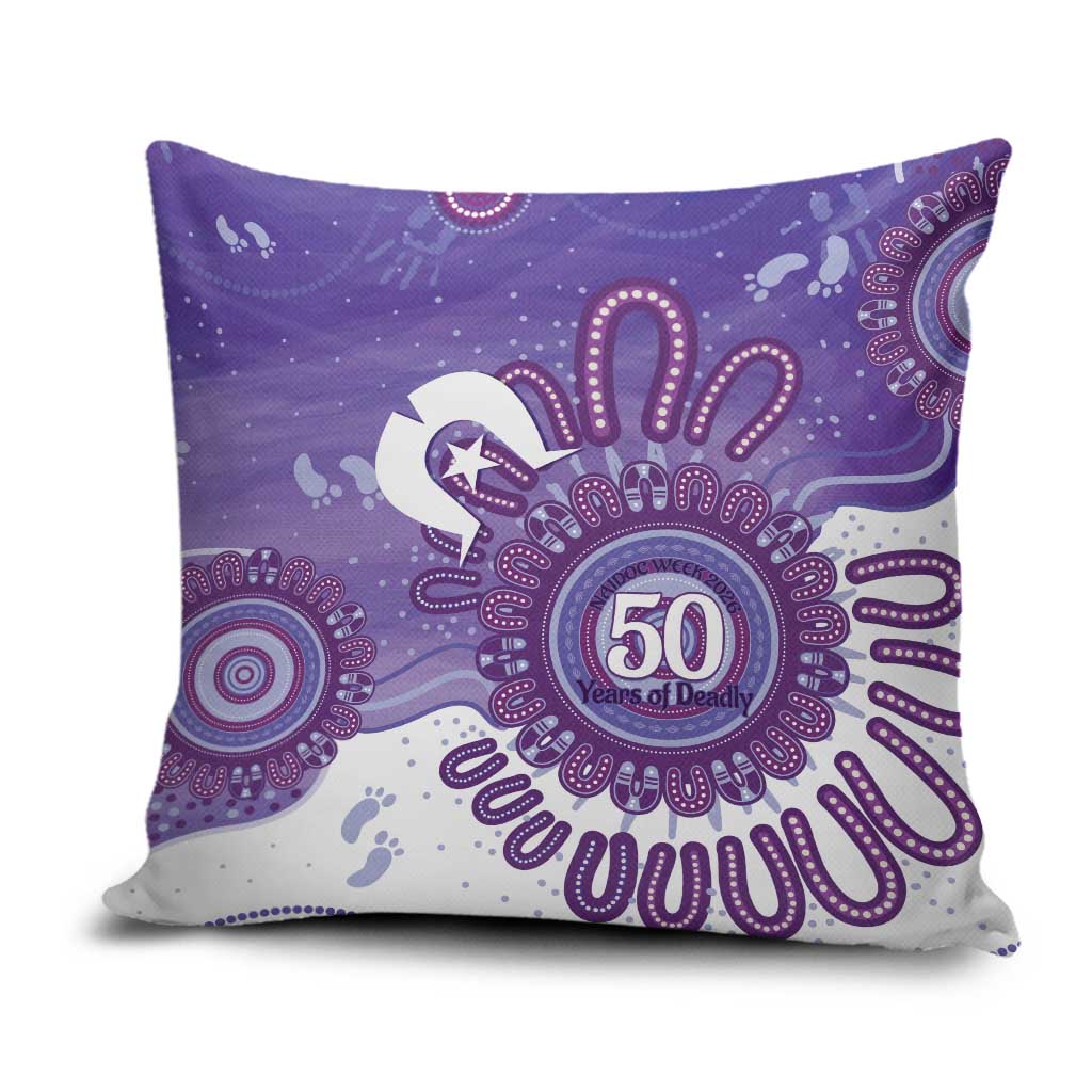 NAIDOC Week 2026 Pillow Cover 50 Years Deadly Dhari Purple Aboriginal Art