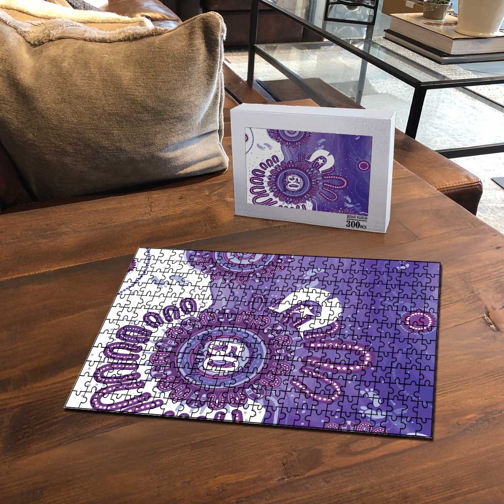 NAIDOC Week 2026 Puzzle 50 Years Deadly Dhari Purple Aboriginal Art