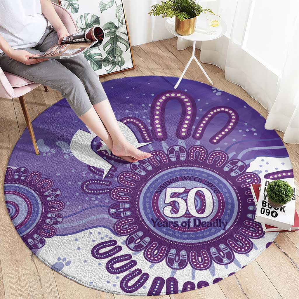 NAIDOC Week 2026 Round Carpet 50 Years Deadly Dhari Purple Aboriginal Art