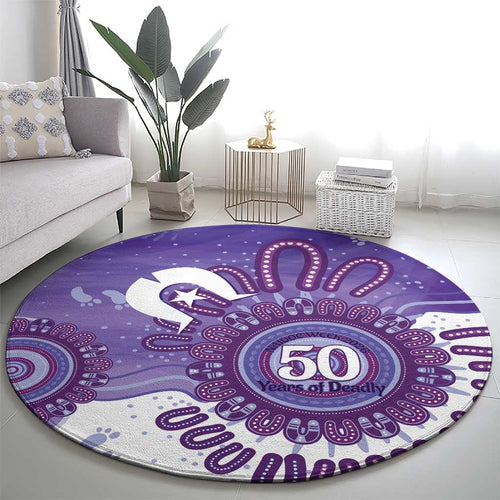 NAIDOC Week 2026 Round Carpet 50 Years Deadly Dhari Purple Aboriginal Art