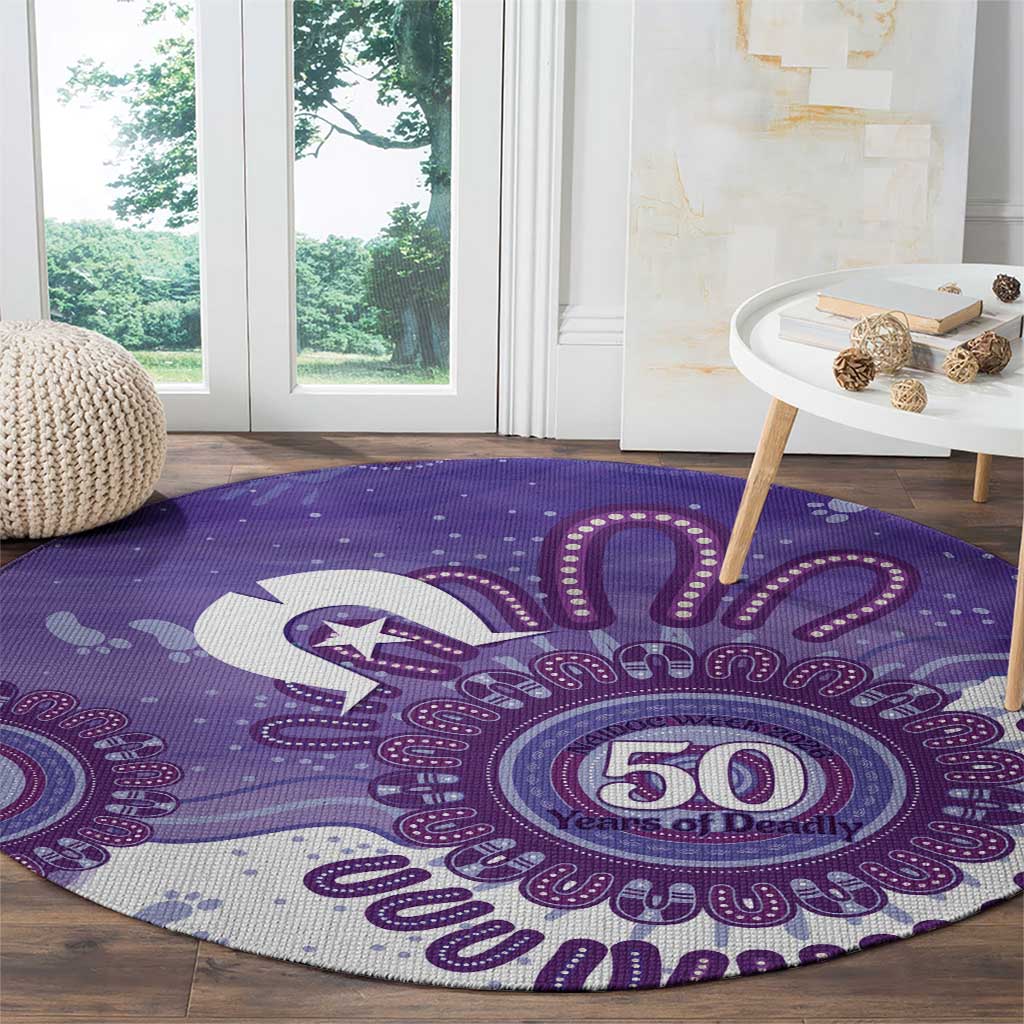 NAIDOC Week 2026 Round Carpet 50 Years Deadly Dhari Purple Aboriginal Art