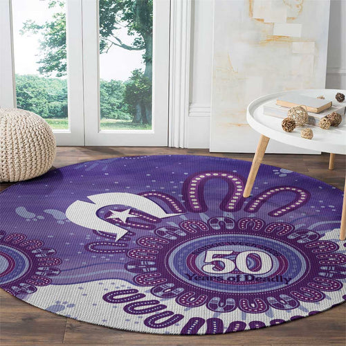 NAIDOC Week 2026 Round Carpet 50 Years Deadly Dhari Purple Aboriginal Art