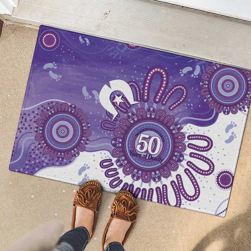 NAIDOC Week 2026 Rubber Doormat 50 Years Deadly Dhari Purple Aboriginal Art