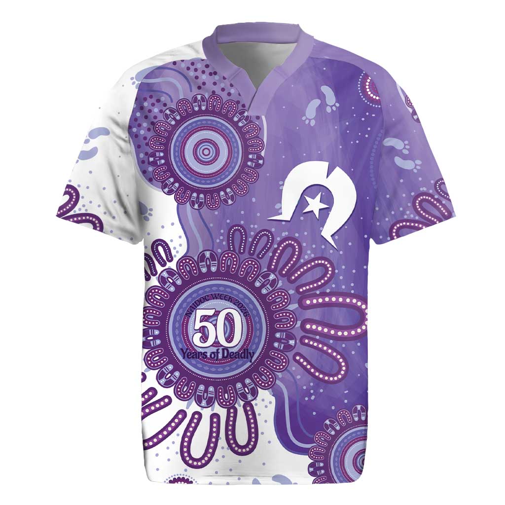 NAIDOC Week 2026 Rugby Jersey 50 Years Deadly Dhari Purple Aboriginal Art