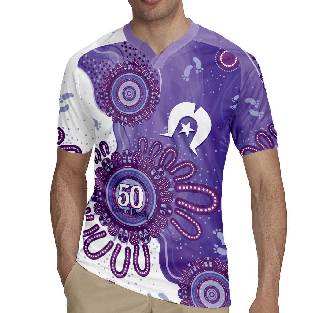 NAIDOC Week 2026 Rugby Jersey 50 Years Deadly Dhari Purple Aboriginal Art