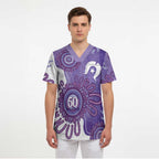 NAIDOC Week 2026 Scrub Top 50 Years Deadly Dhari Purple Aboriginal Art