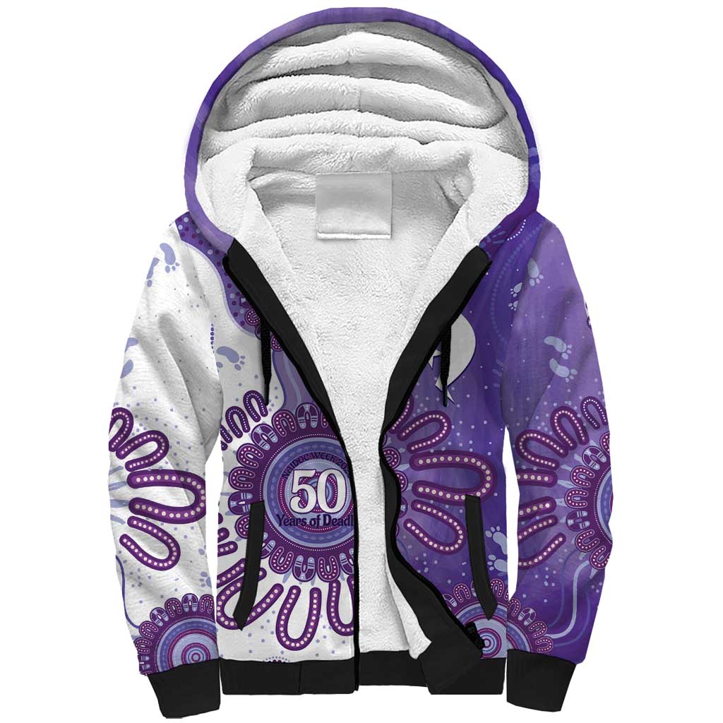 NAIDOC Week 2026 Sherpa Hoodie 50 Years Deadly Dhari Purple Aboriginal Art