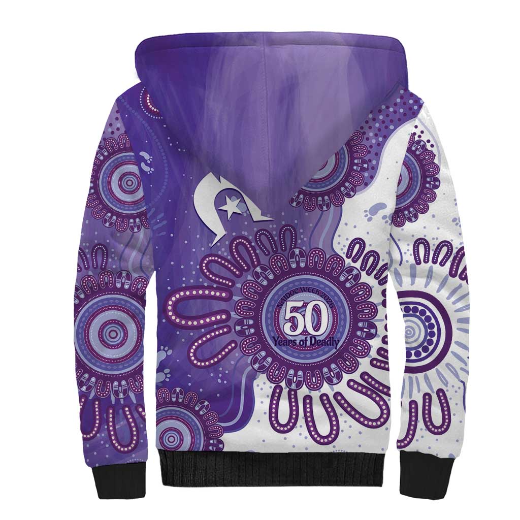 NAIDOC Week 2026 Sherpa Hoodie 50 Years Deadly Dhari Purple Aboriginal Art