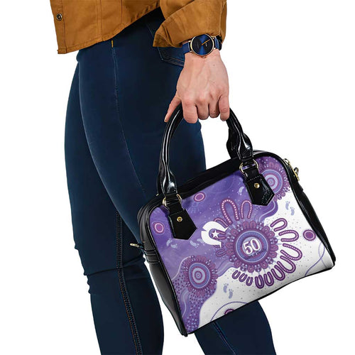 NAIDOC Week 2026 Shoulder Handbag 50 Years Deadly Dhari Purple Aboriginal Art