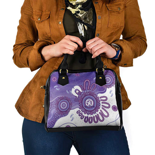 NAIDOC Week 2026 Shoulder Handbag 50 Years Deadly Dhari Purple Aboriginal Art