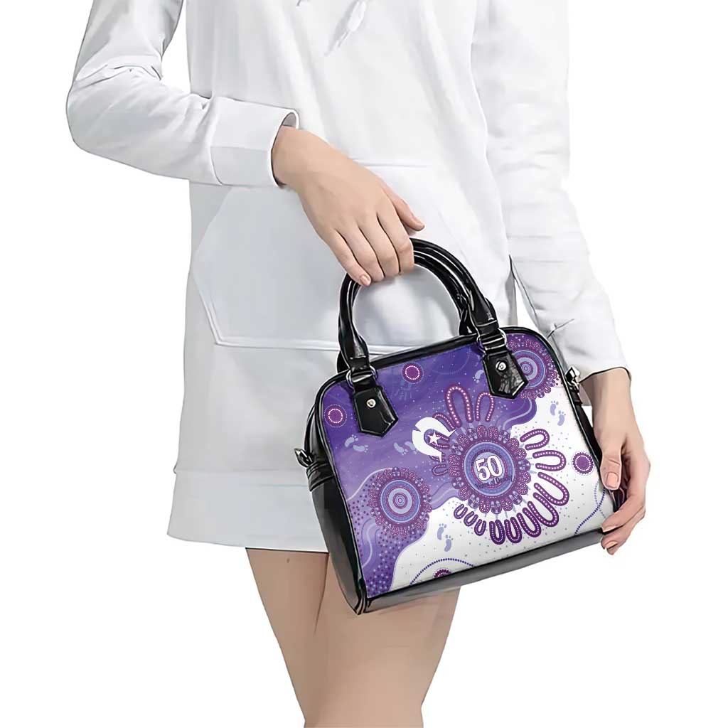 NAIDOC Week 2026 Shoulder Handbag 50 Years Deadly Dhari Purple Aboriginal Art