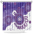NAIDOC Week 2026 Shower Curtain 50 Years Deadly Dhari Purple Aboriginal Art