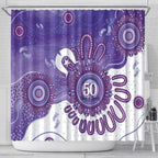 NAIDOC Week 2026 Shower Curtain 50 Years Deadly Dhari Purple Aboriginal Art