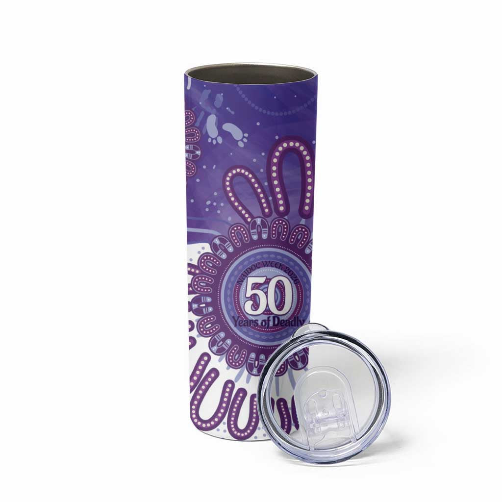 NAIDOC Week 2026 Skinny Tumbler 50 Years Deadly Dhari Purple Aboriginal Art