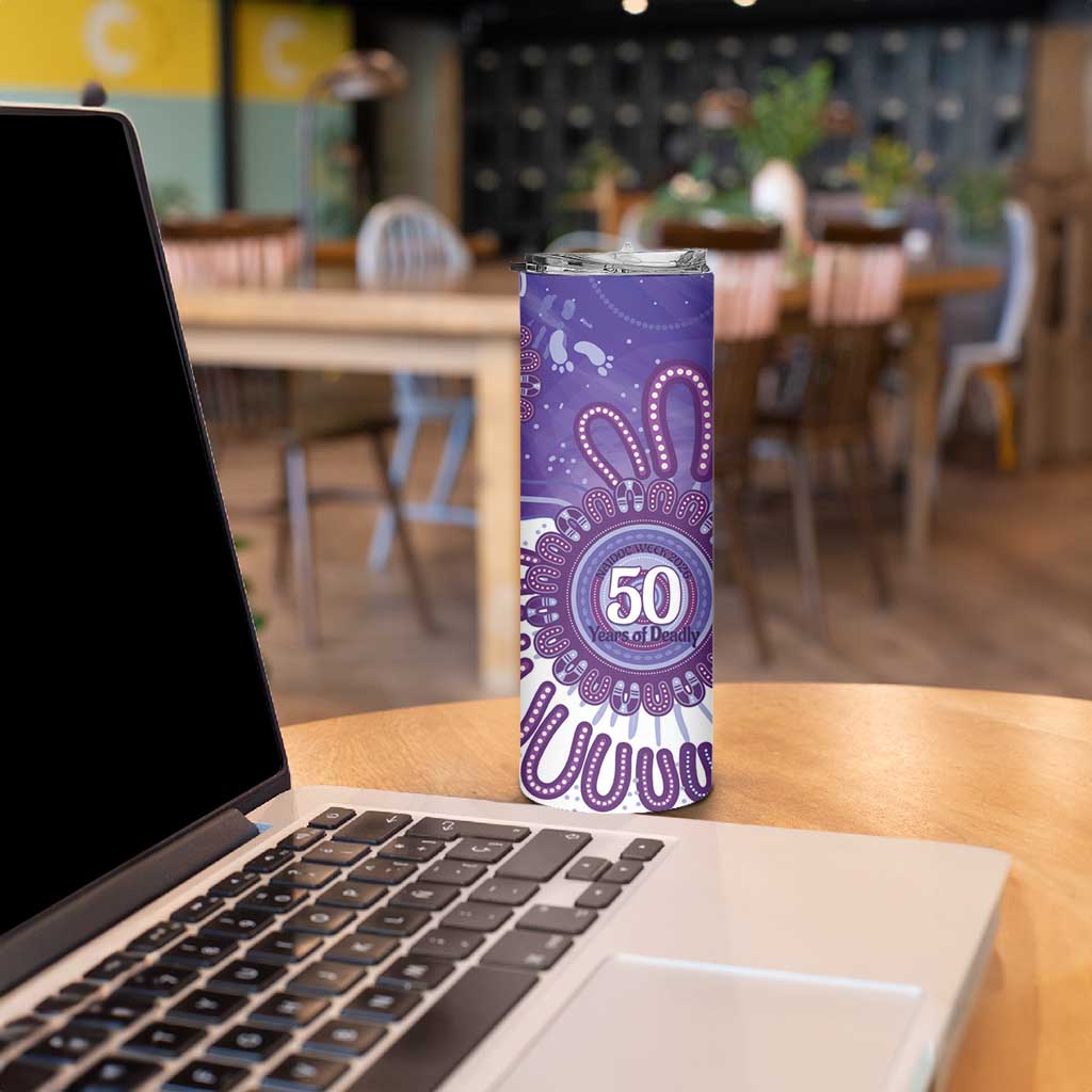 NAIDOC Week 2026 Skinny Tumbler 50 Years Deadly Dhari Purple Aboriginal Art
