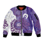 NAIDOC Week 2026 Sleeve Zip Bomber Jacket 50 Years Deadly Dhari Purple Aboriginal Art