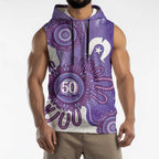 NAIDOC Week 2026 Sleeveless Hoodie 50 Years Deadly Dhari Purple Aboriginal Art