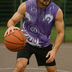NAIDOC Week 2026 Sleeveless Hoodie 50 Years Deadly Dhari Purple Aboriginal Art