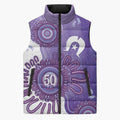 NAIDOC Week 2026 Sleeveless Puffer Jacket 50 Years Deadly Dhari Purple Aboriginal Art