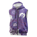 NAIDOC Week 2026 Sleeveless Zip Hoodie 50 Years Deadly Dhari Purple Aboriginal Art