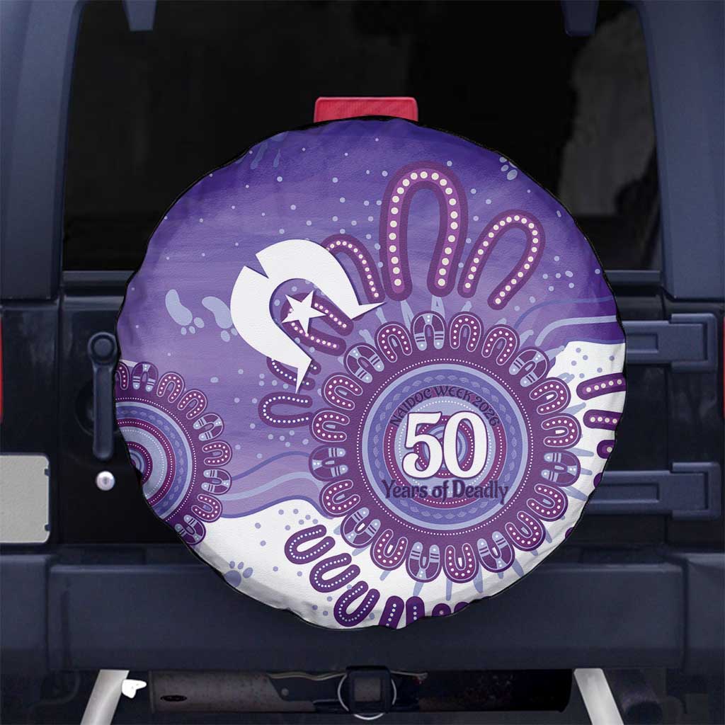 NAIDOC Week 2026 Spare Tire Cover 50 Years Deadly Dhari Purple Aboriginal Art