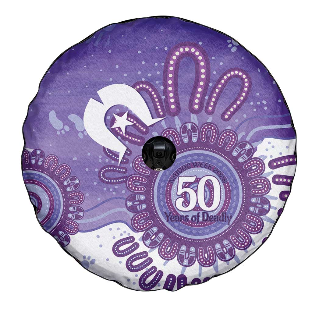 NAIDOC Week 2026 Spare Tire Cover 50 Years Deadly Dhari Purple Aboriginal Art
