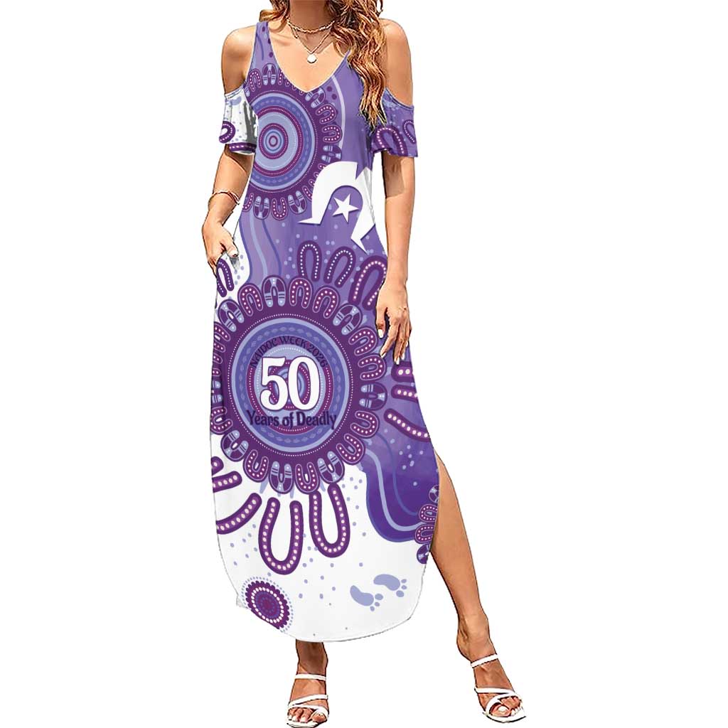 NAIDOC Week 2026 Summer Maxi Dress 50 Years Deadly Dhari Purple Aboriginal Art