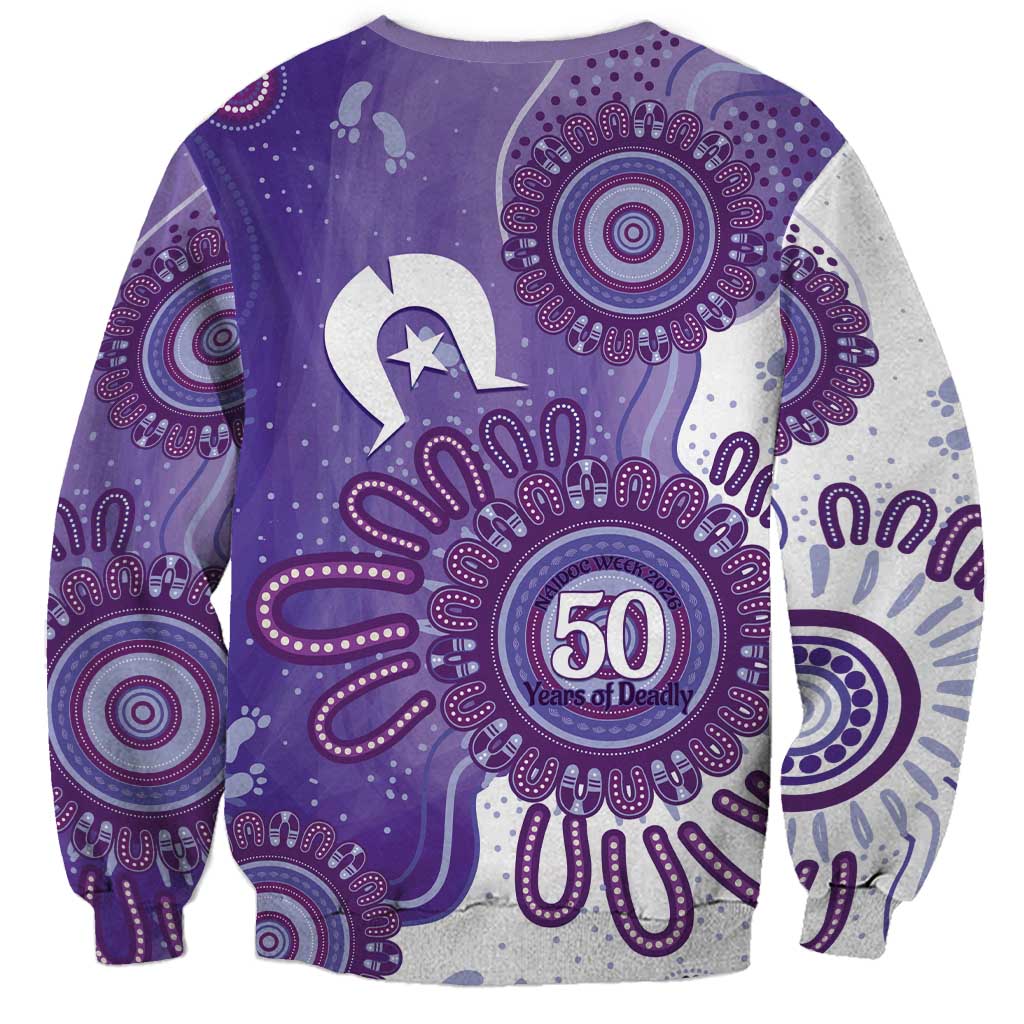 NAIDOC Week 2026 Sweatshirt 50 Years Deadly Dhari Purple Aboriginal Art