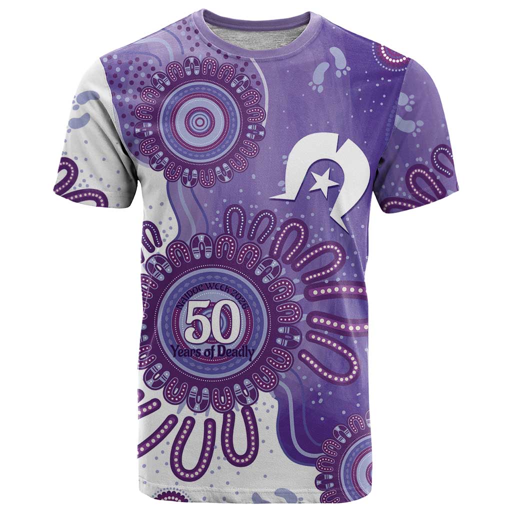 NAIDOC Week 2026 T Shirt 50 Years Deadly Dhari Purple Aboriginal Art