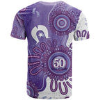 NAIDOC Week 2026 T Shirt 50 Years Deadly Dhari Purple Aboriginal Art