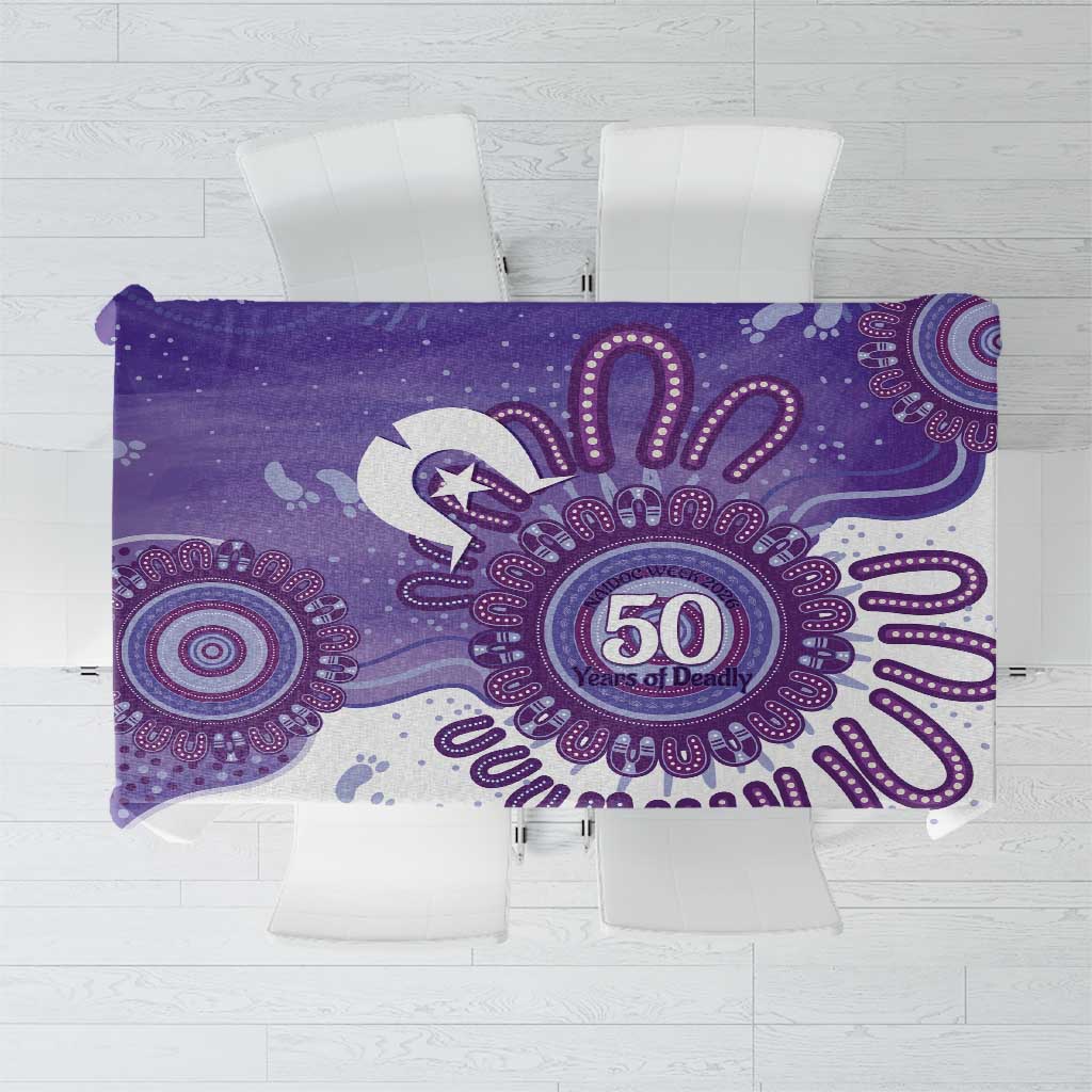 NAIDOC Week 2026 Tablecloth 50 Years Deadly Dhari Purple Aboriginal Art
