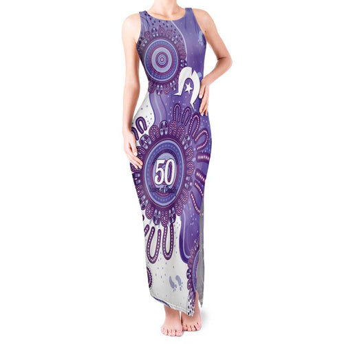 NAIDOC Week 2026 Tank Maxi Dress 50 Years Deadly Dhari Purple Aboriginal Art