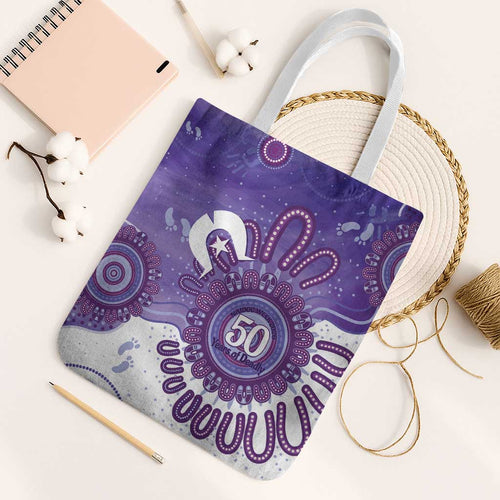 NAIDOC Week 2026 Tote Bag 50 Years Deadly Dhari Purple Aboriginal Art