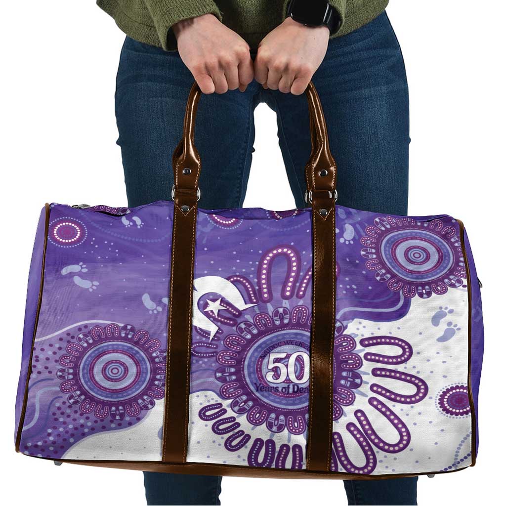 NAIDOC Week 2026 Travel Bag 50 Years Deadly Dhari Purple Aboriginal Art