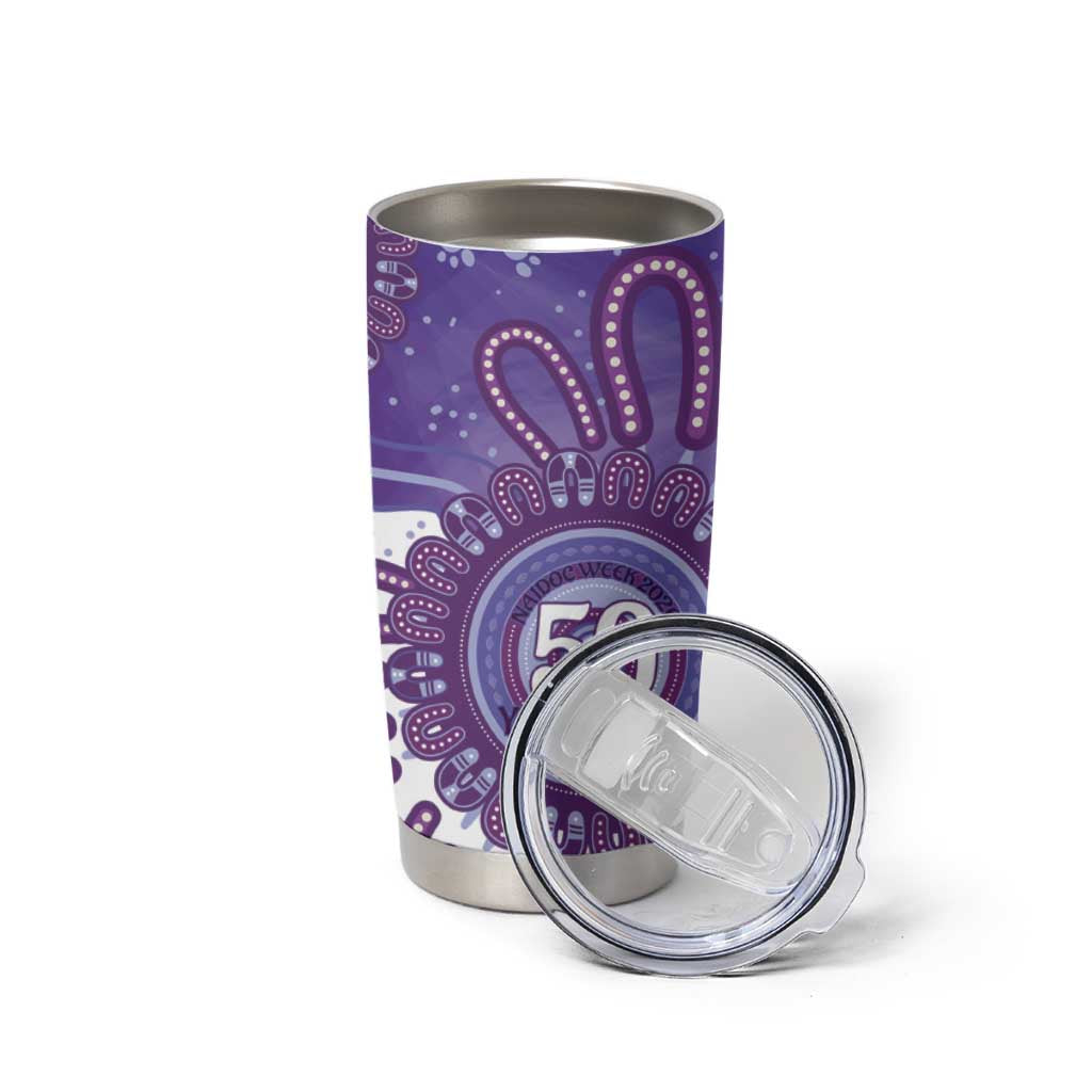 NAIDOC Week 2026 Tumbler Cup 50 Years Deadly Dhari Purple Aboriginal Art