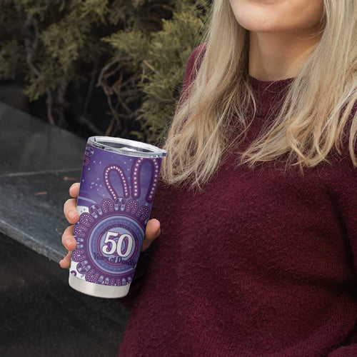 NAIDOC Week 2026 Tumbler Cup 50 Years Deadly Dhari Purple Aboriginal Art