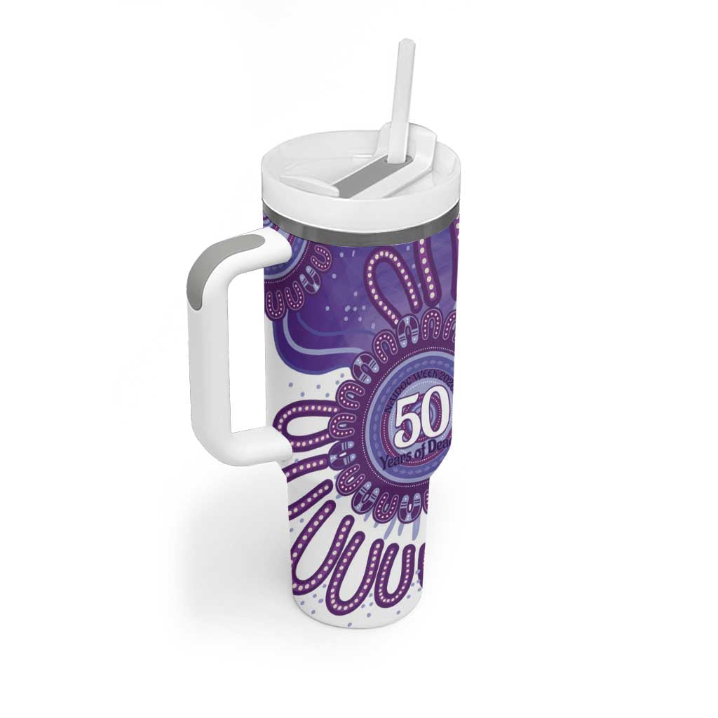 NAIDOC Week 2026 Tumbler With Handle 50 Years Deadly Dhari Purple Aboriginal Art