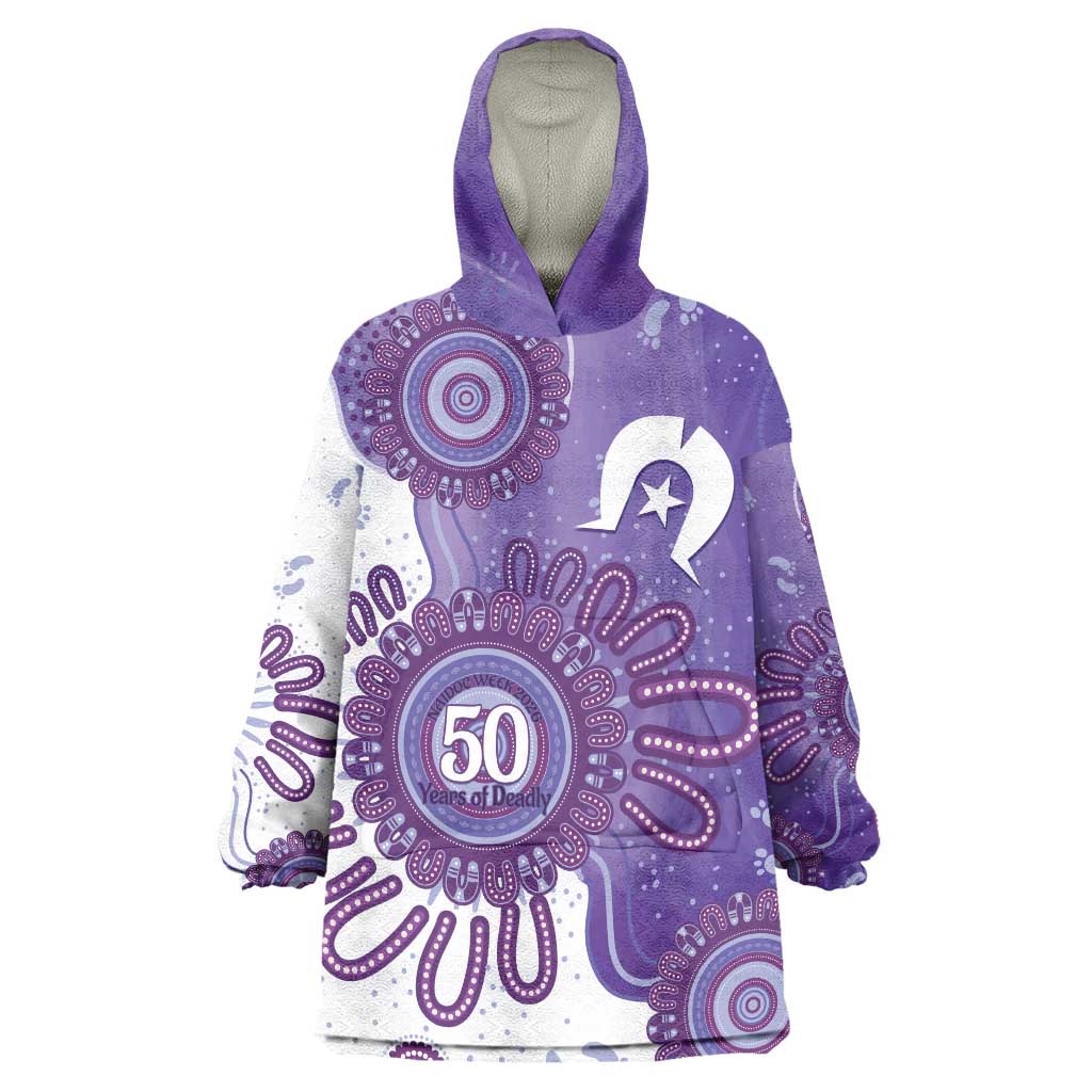 NAIDOC Week 2026 Wearable Blanket Hoodie 50 Years Deadly Dhari Purple Aboriginal Art