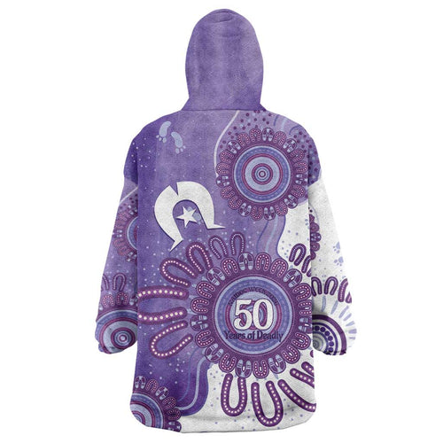 NAIDOC Week 2026 Wearable Blanket Hoodie 50 Years Deadly Dhari Purple Aboriginal Art
