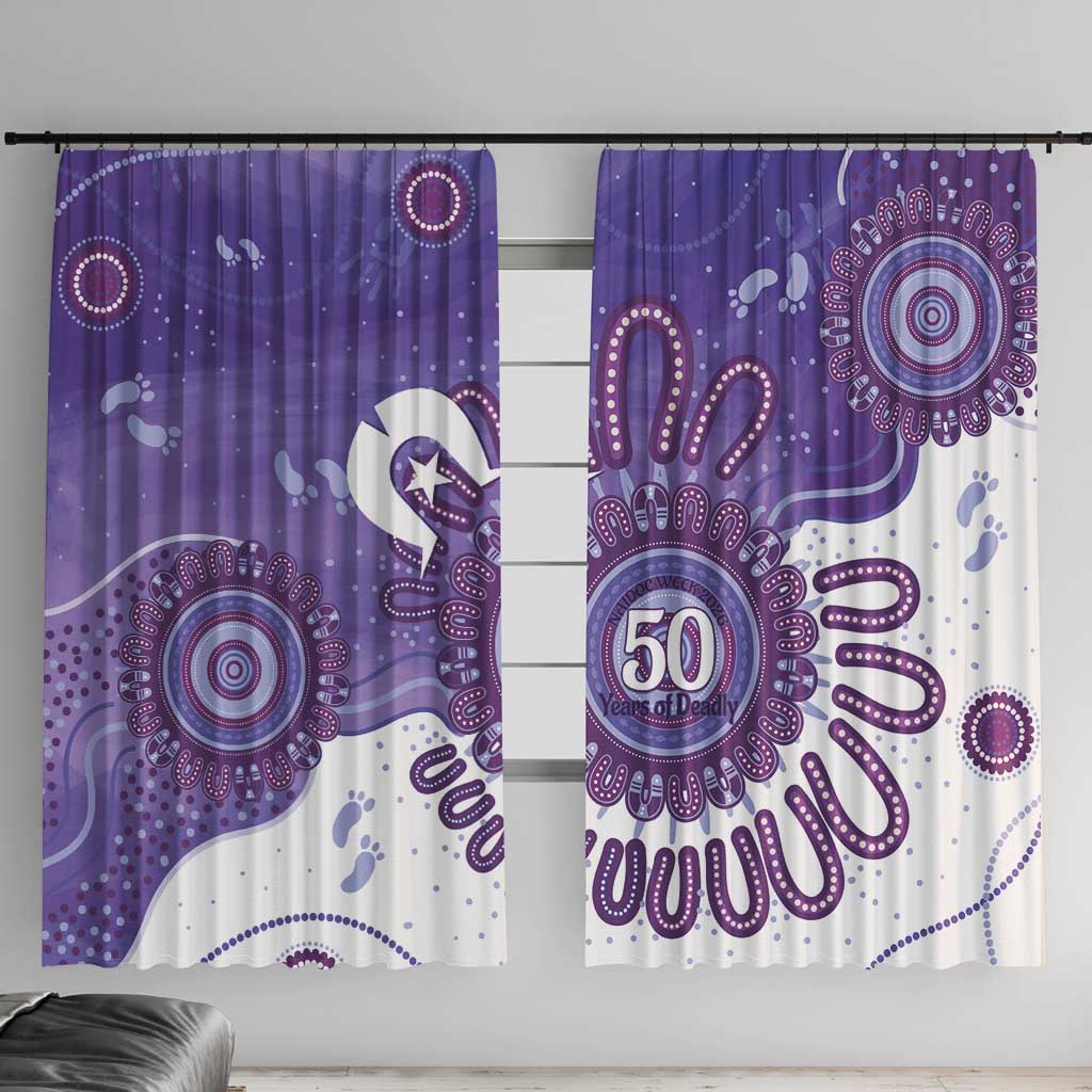 NAIDOC Week 2026 Window Curtain 50 Years Deadly Dhari Purple Aboriginal Art