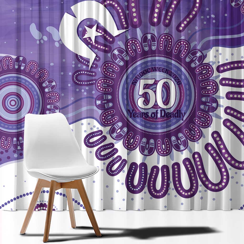 NAIDOC Week 2026 Window Curtain 50 Years Deadly Dhari Purple Aboriginal Art