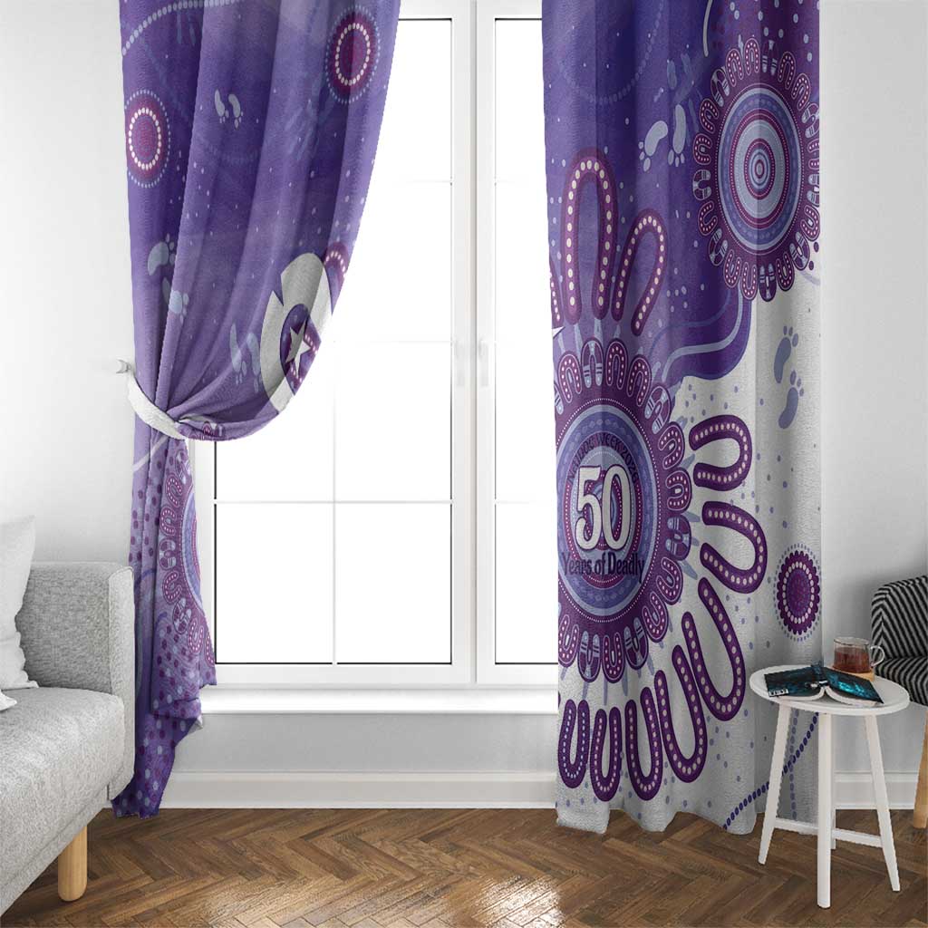 NAIDOC Week 2026 Window Curtain 50 Years Deadly Dhari Purple Aboriginal Art