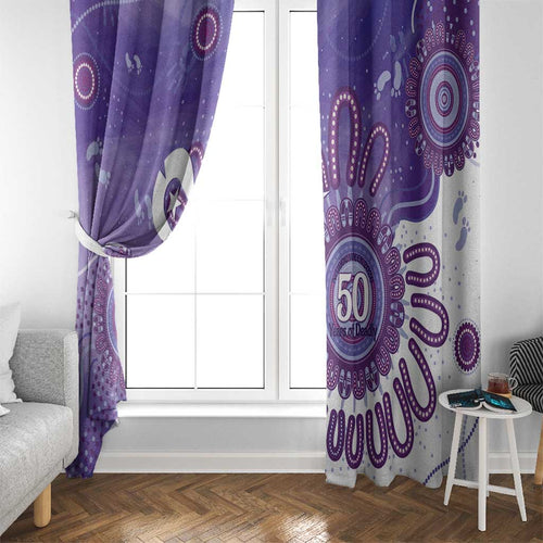 NAIDOC Week 2026 Window Curtain 50 Years Deadly Dhari Purple Aboriginal Art